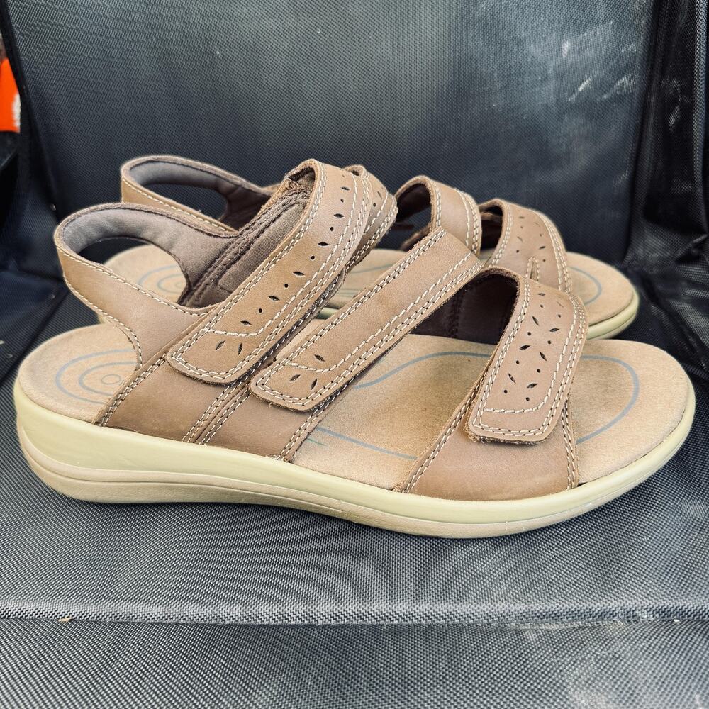 Orthofeet 932 Womens Brown Leather Walking Sandals 8.5 Wide Orthotic Shoes - Picture 2 of 10